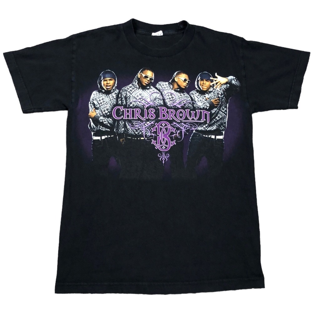 Y2K AAA Chris Brown Music Band Logo Black Shirt Adult Size Small
